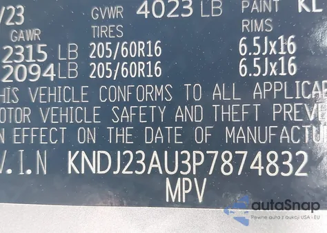 2023 Kia Soul Lx z USA, uszkodzony, nr VIN KNDJ23AU3P7874832